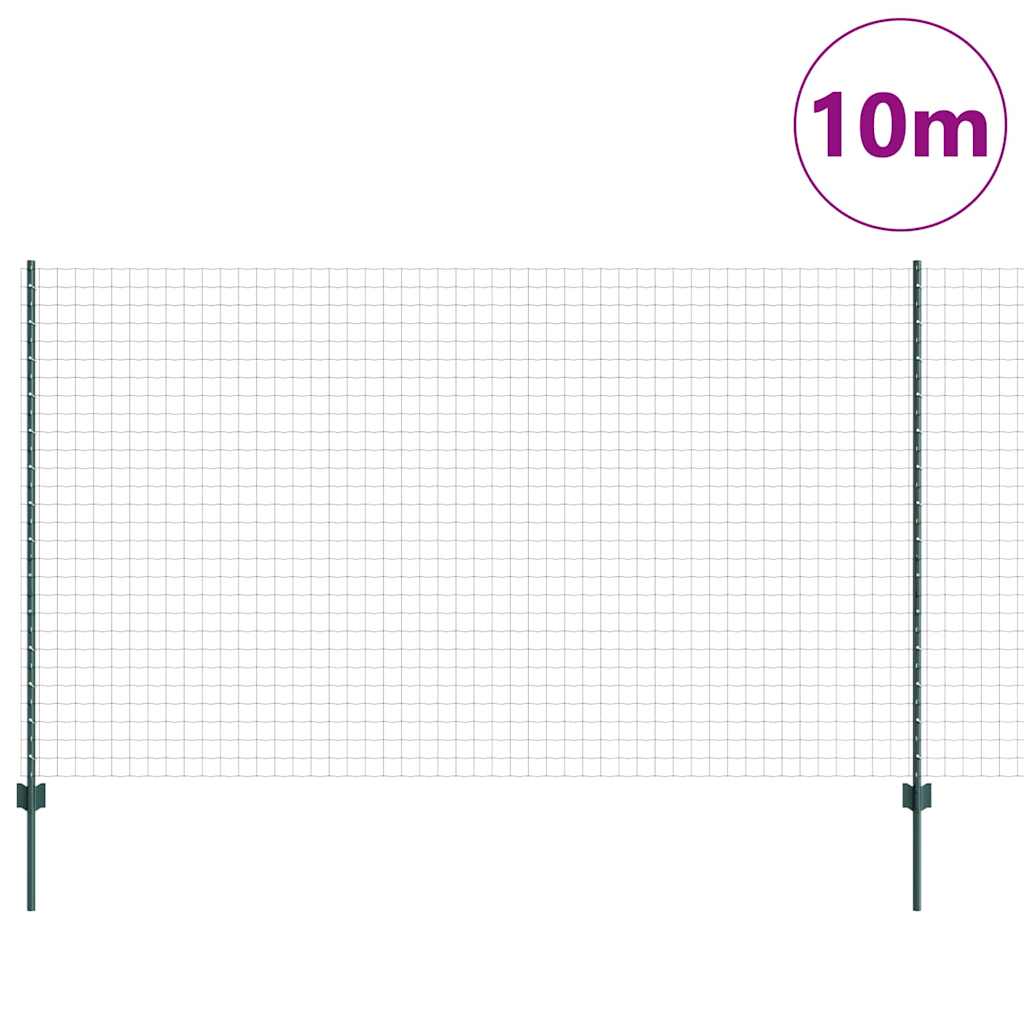 Fence with Posts Green 1.4 x 10 m Steel
