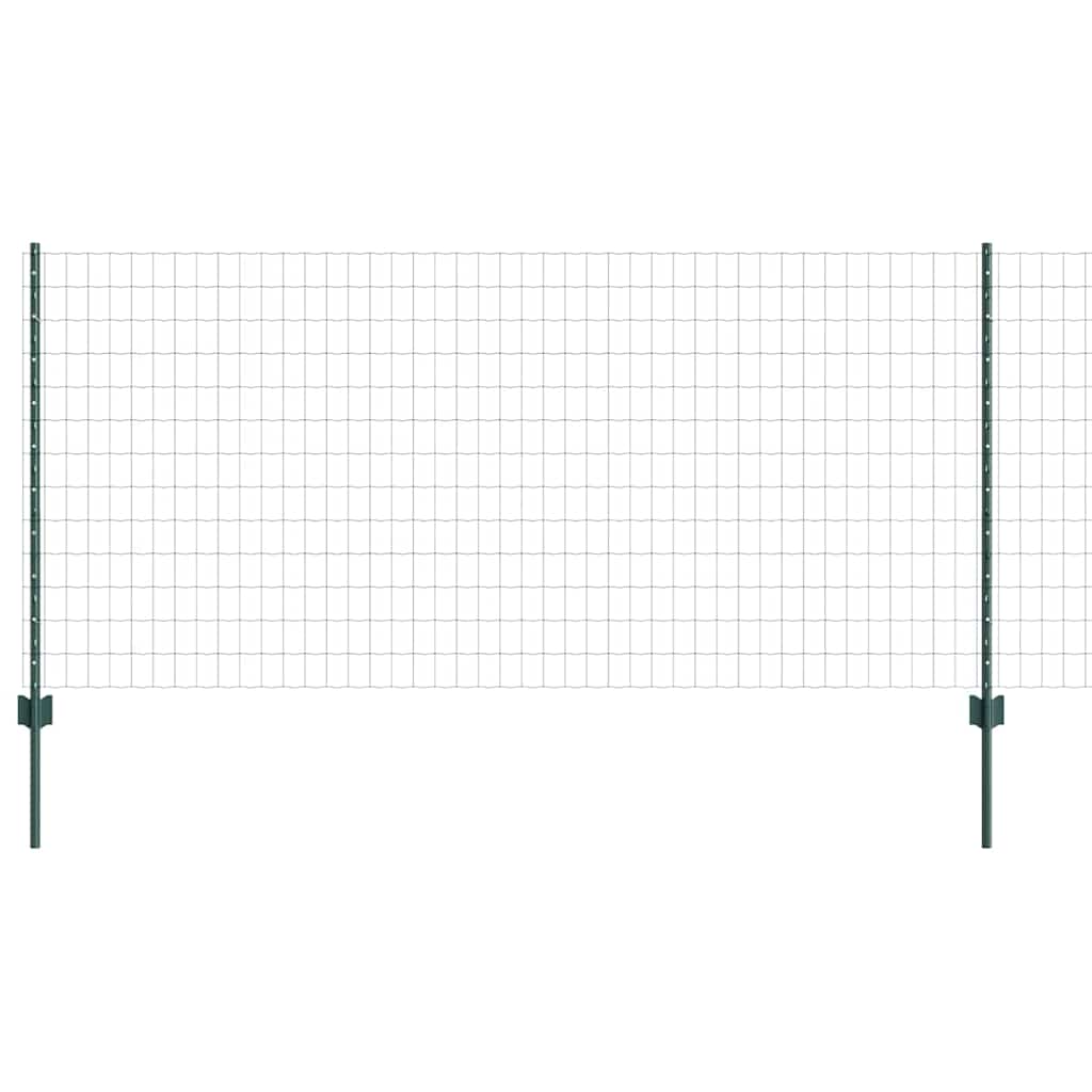 Fence with Posts Green 1 x 10 m Steel