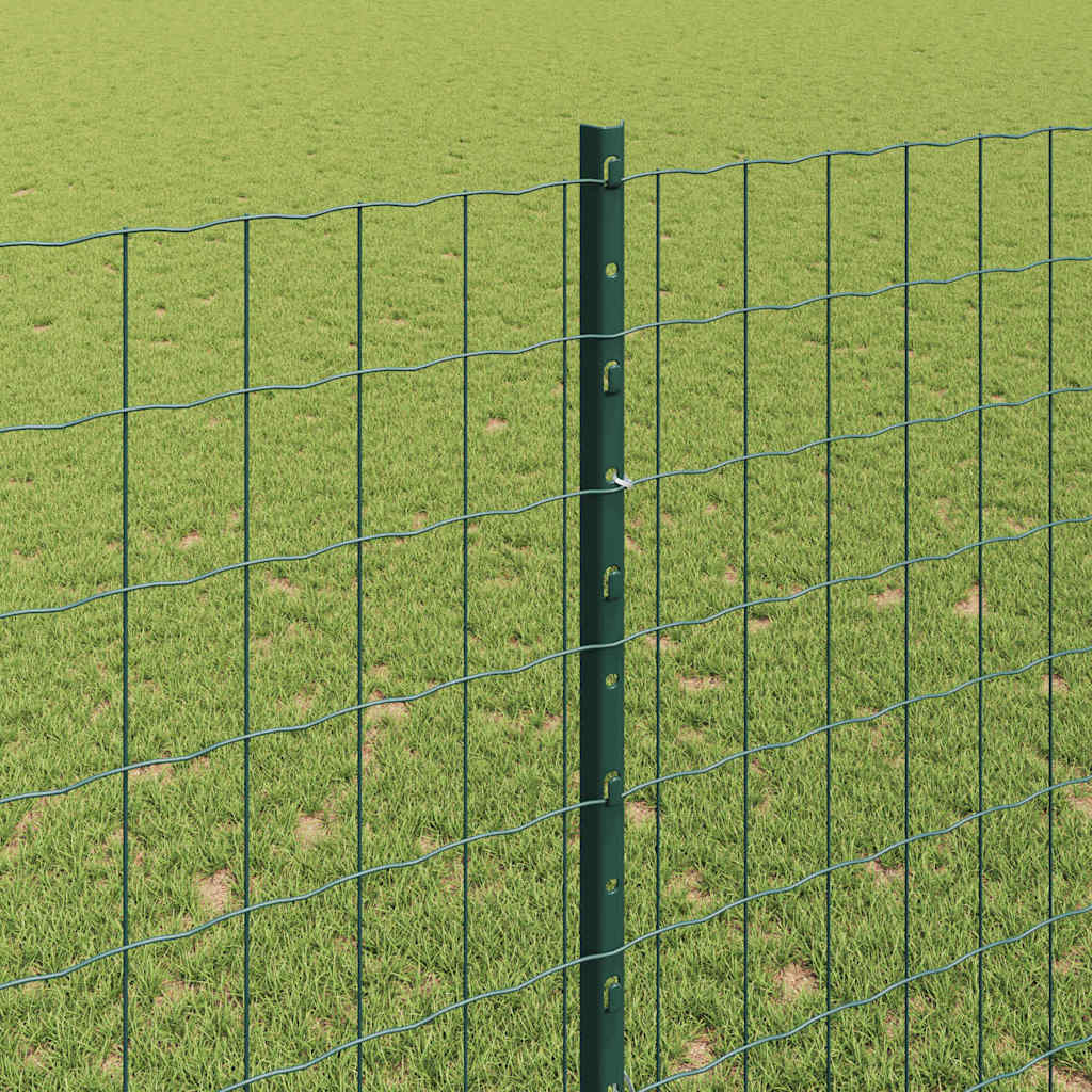 Fence with Posts Green 1.6 x 10 m Steel