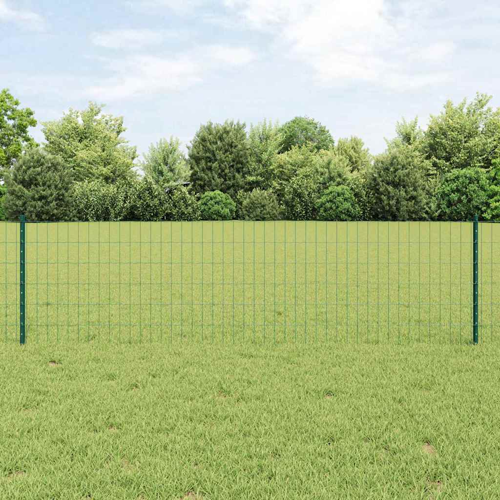 Fence with Posts Green 0.6 x 10 m Steel