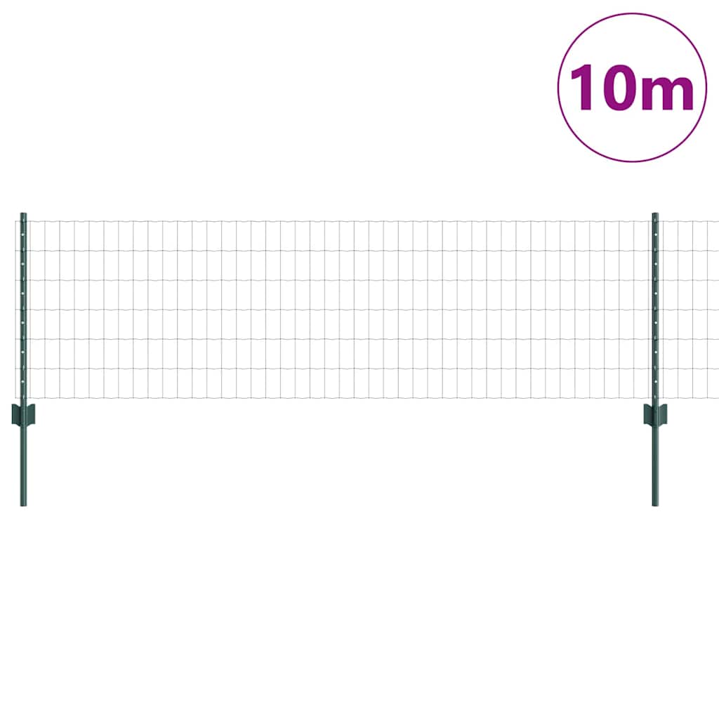 Fence with Posts Green 0.6 x 10 m Steel