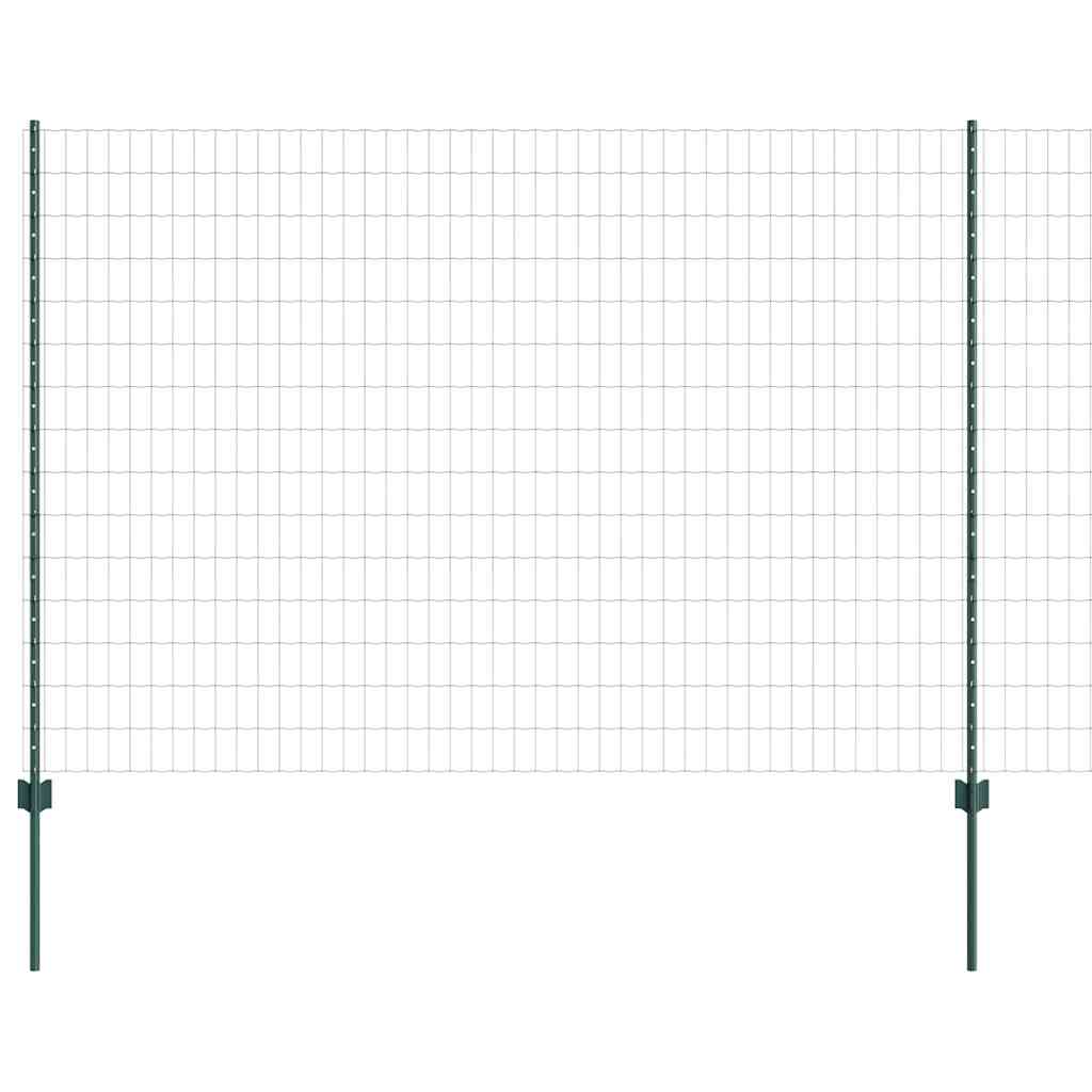 Fence with Posts Green 1.6 x 10 m Steel