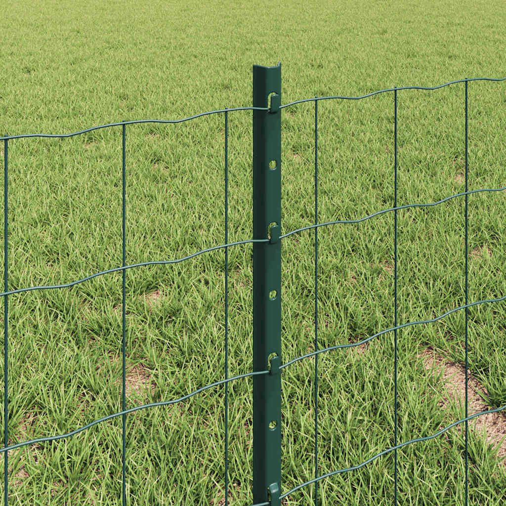 Fence with Posts Green 0.4 x 10 m Steel