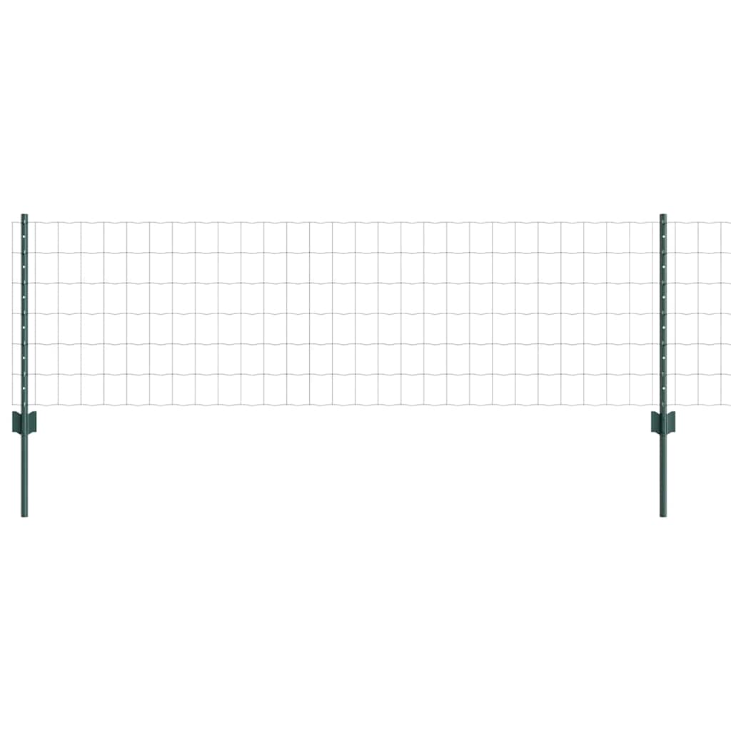 Fence with Posts Green 0.6 x 10 m Steel