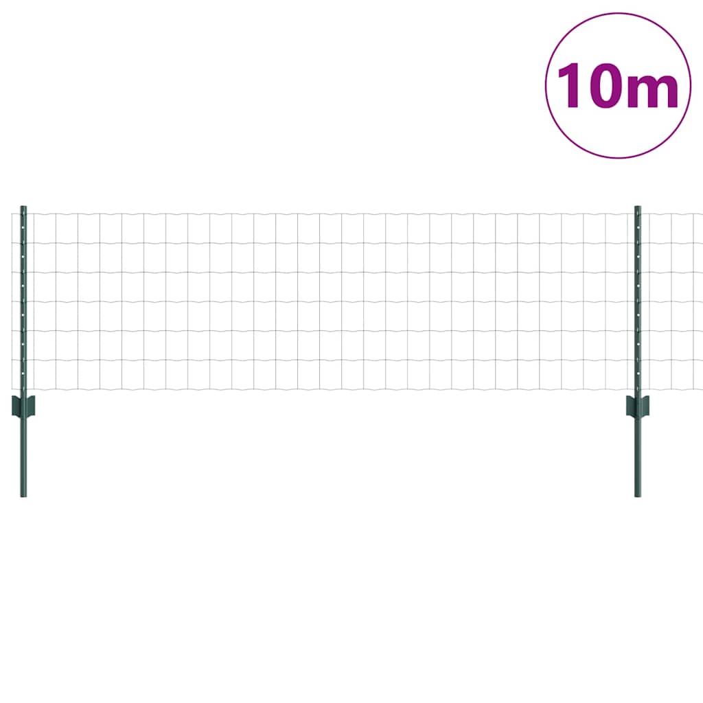 Fence with Posts Green 0.6 x 10 m Steel