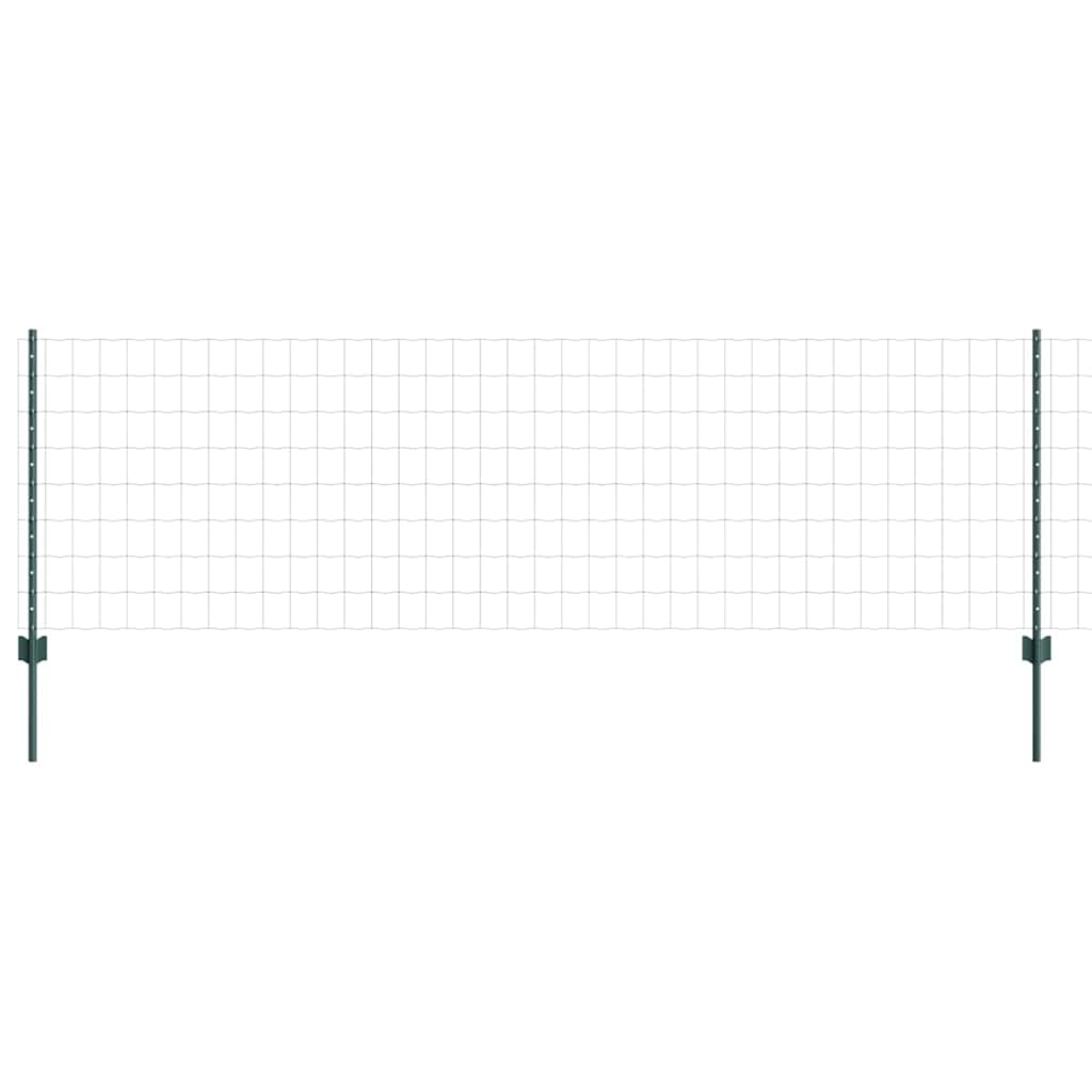Fence with Posts Green 0.8 x 10 m Steel