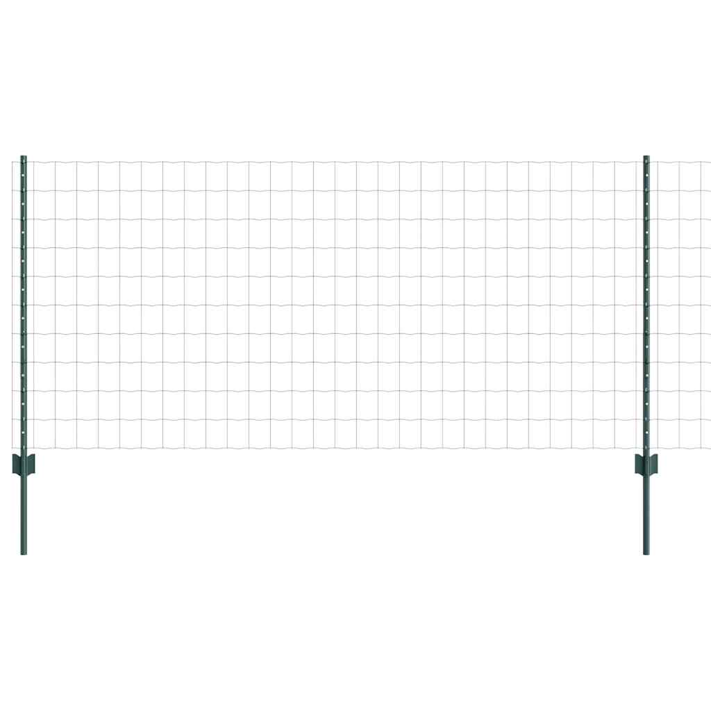 Fence with Posts Green 1 x 10 m Steel