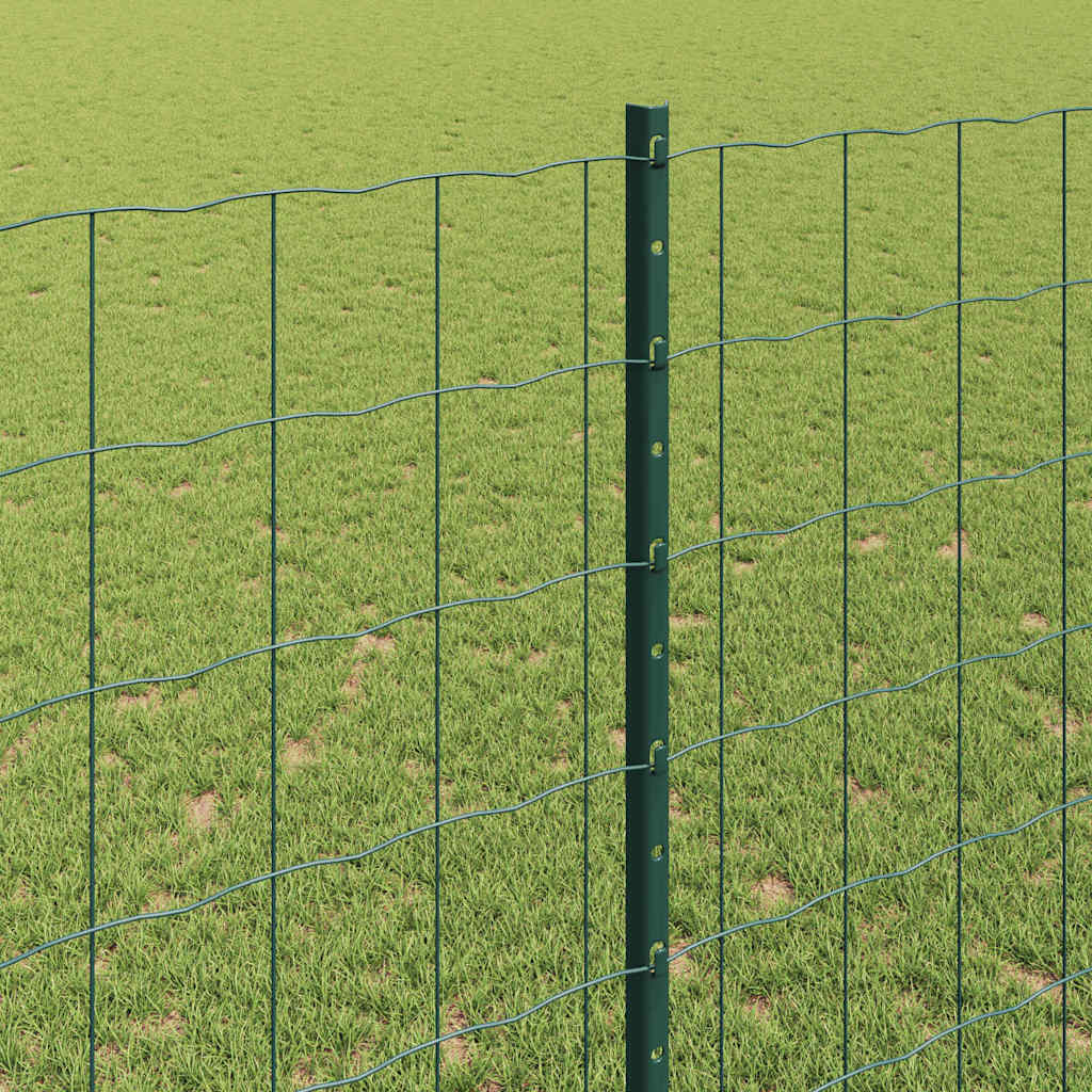 Fence with Posts Green 1.4 x 10 m Steel