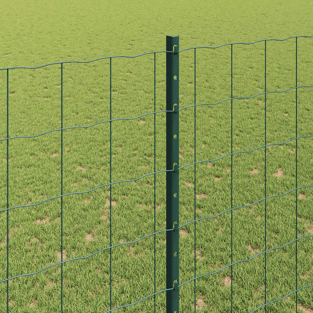 Fence with Posts Green 1.6 x 10 m Steel