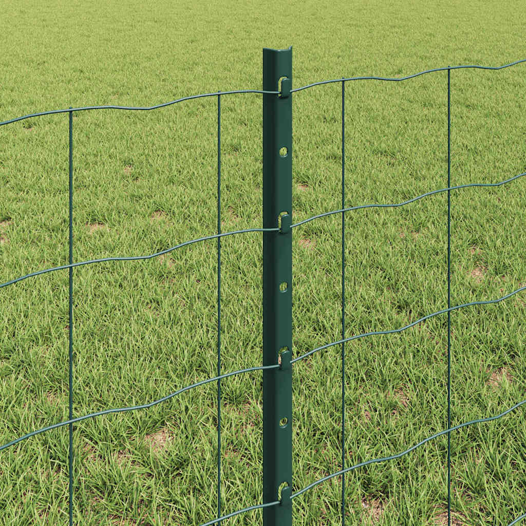 Fence with Posts Green 0.6 x 10 m Steel