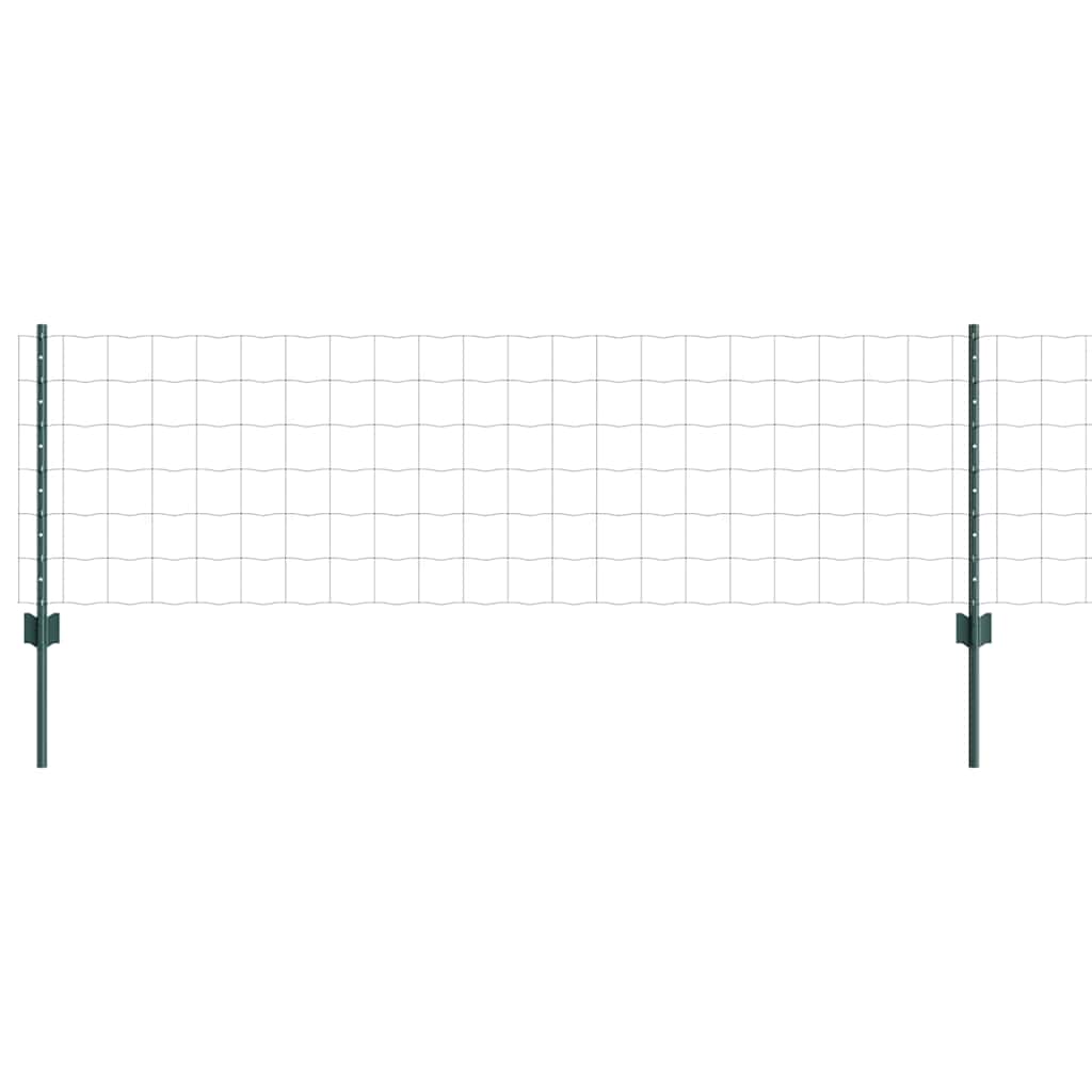 Fence with Posts Green 0.6 x 10 m Steel