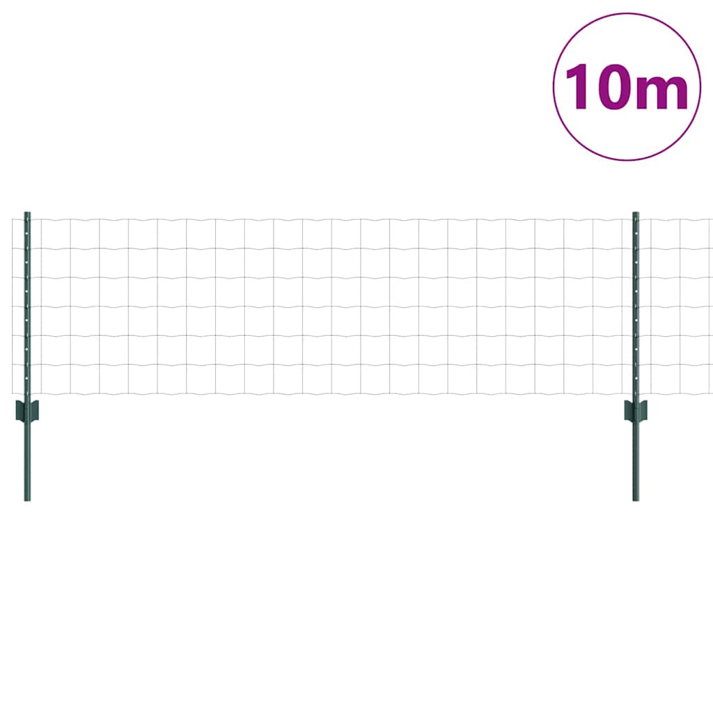 Fence with Posts Green 0.6 x 10 m Steel