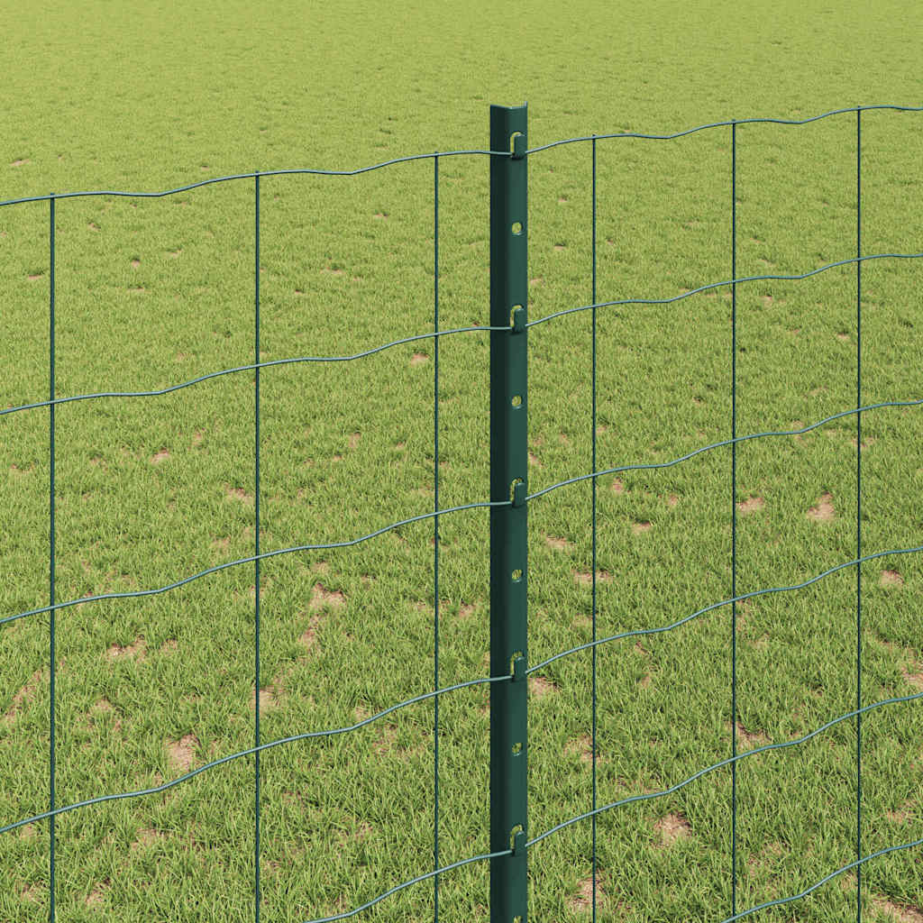 Fence with Posts Green 1.6 x 10 m Steel