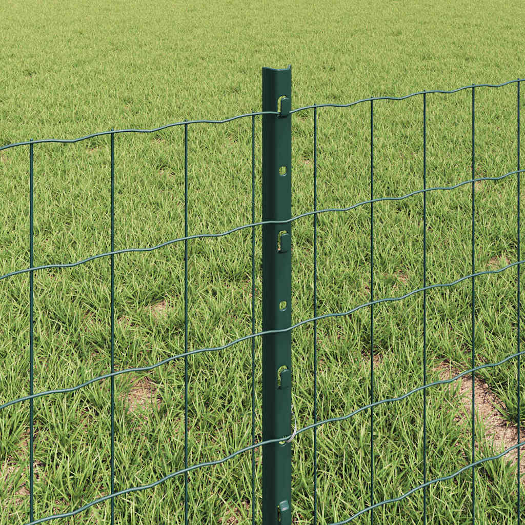 Fence with Posts Green 0.4 x 25 m Steel
