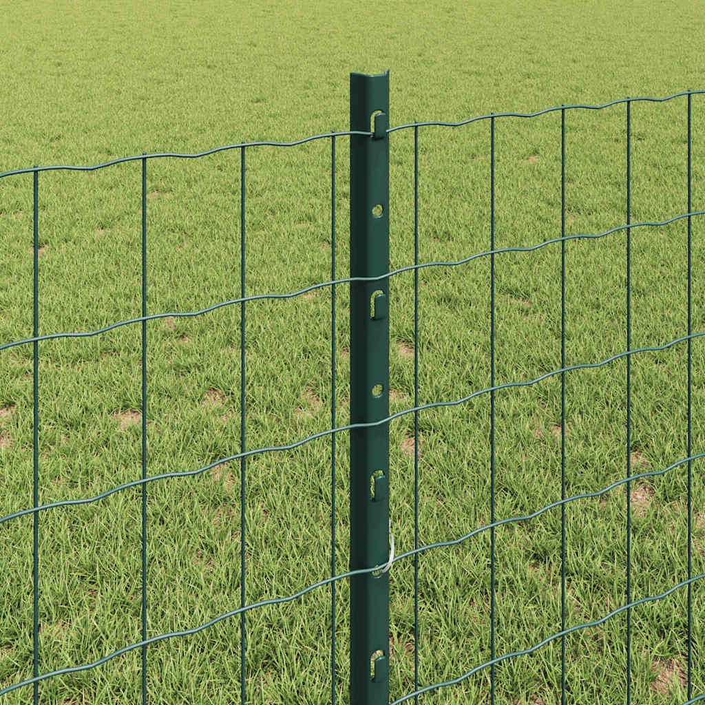 Fence with Posts Green 0.8 x 25 m Steel