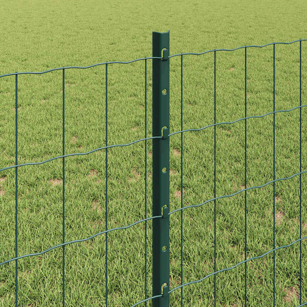 Fence with Posts Green 0.8 x 25 m Steel