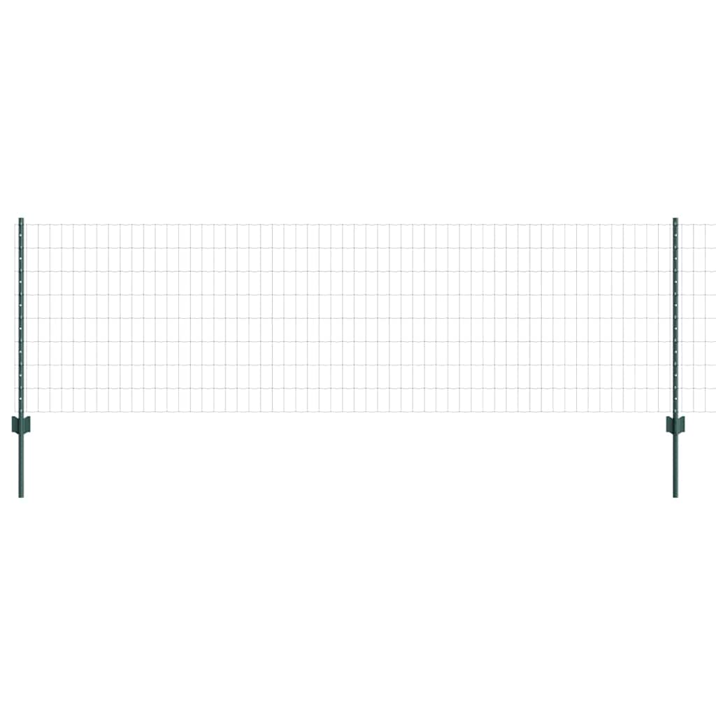 Fence with Posts Green 0.8 x 25 m Steel