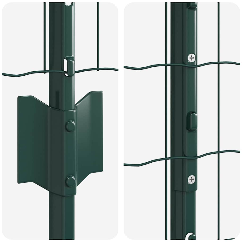 Fence with Posts Green 1 x 25 m Steel