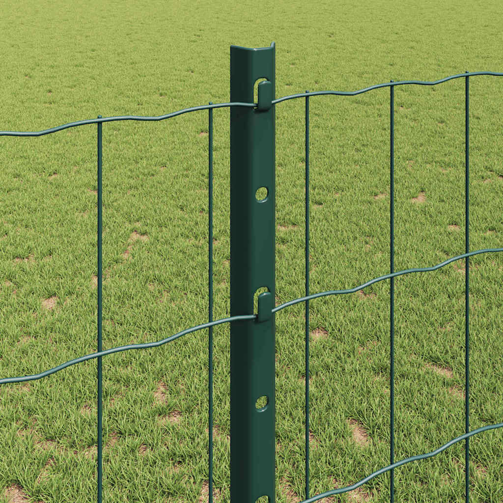 Fence with Posts Green 1.2 x 25 m Steel