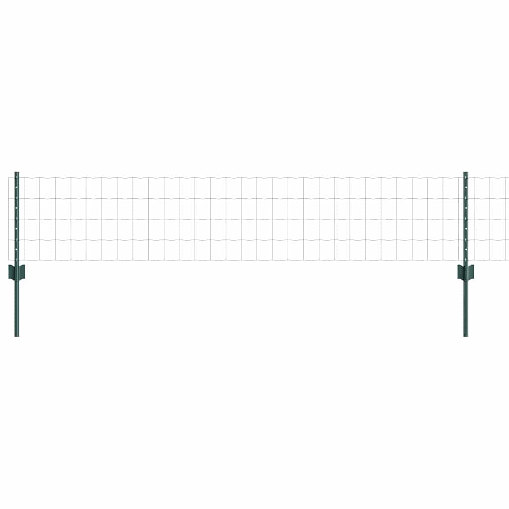 Fence with Posts Green 0.4 x 25 m Steel