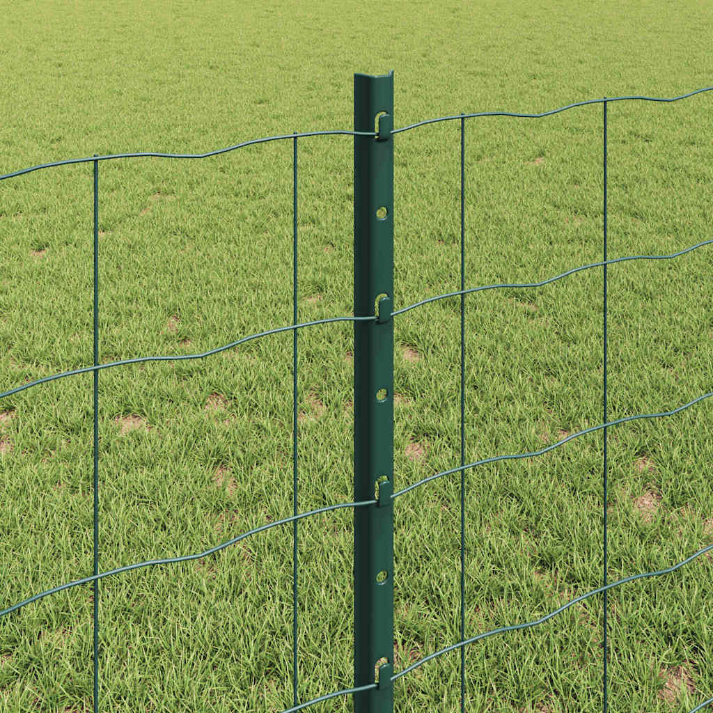 Fence with Posts Green 0.8 x 25 m Steel