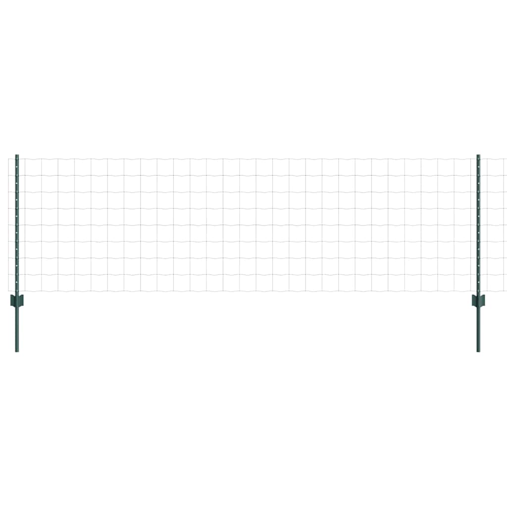 Fence with Posts Green 0.8 x 25 m Steel