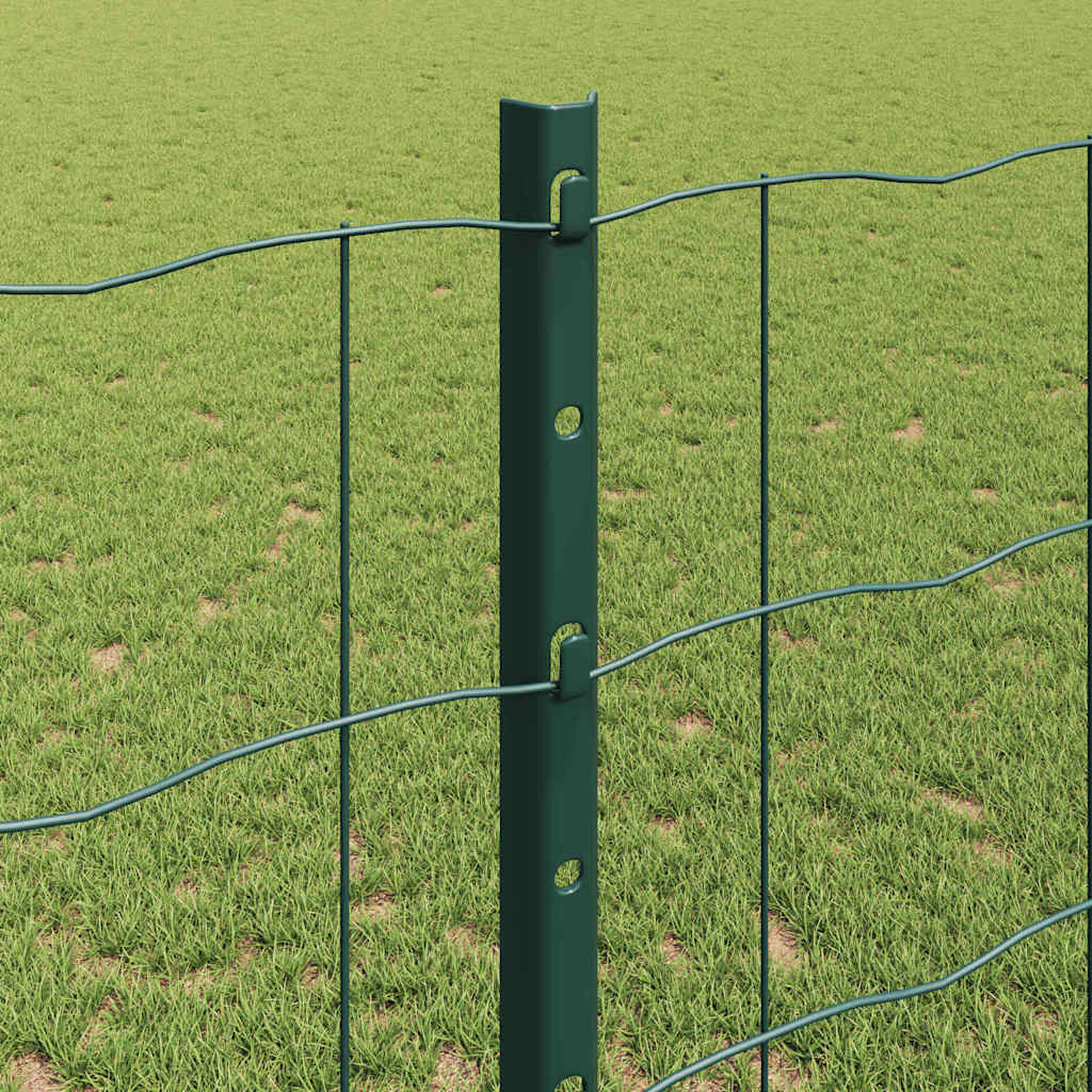 Fence with Posts Green 1.2 x 25 m Steel