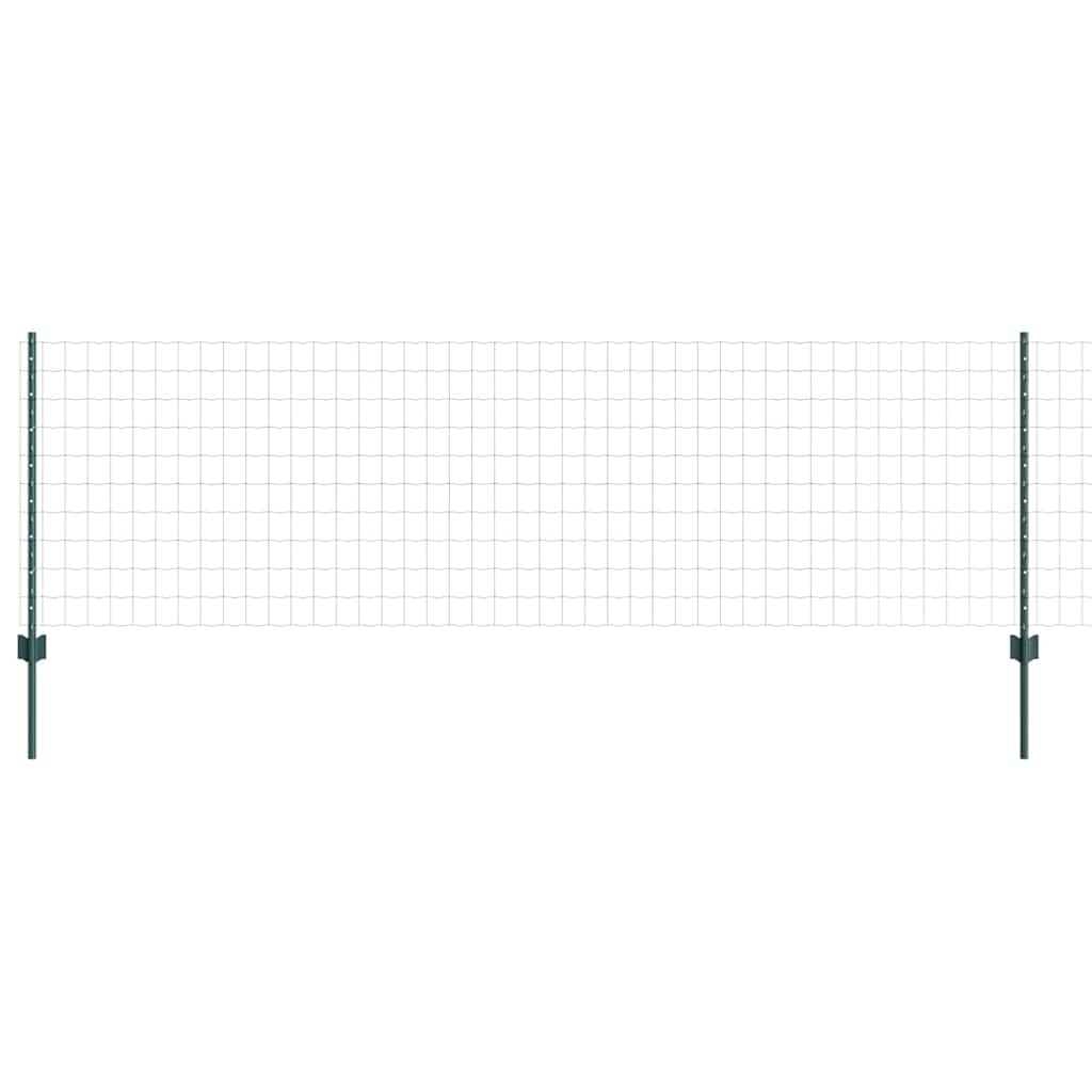 Fence with Posts Green 0.8 x 10 m Steel