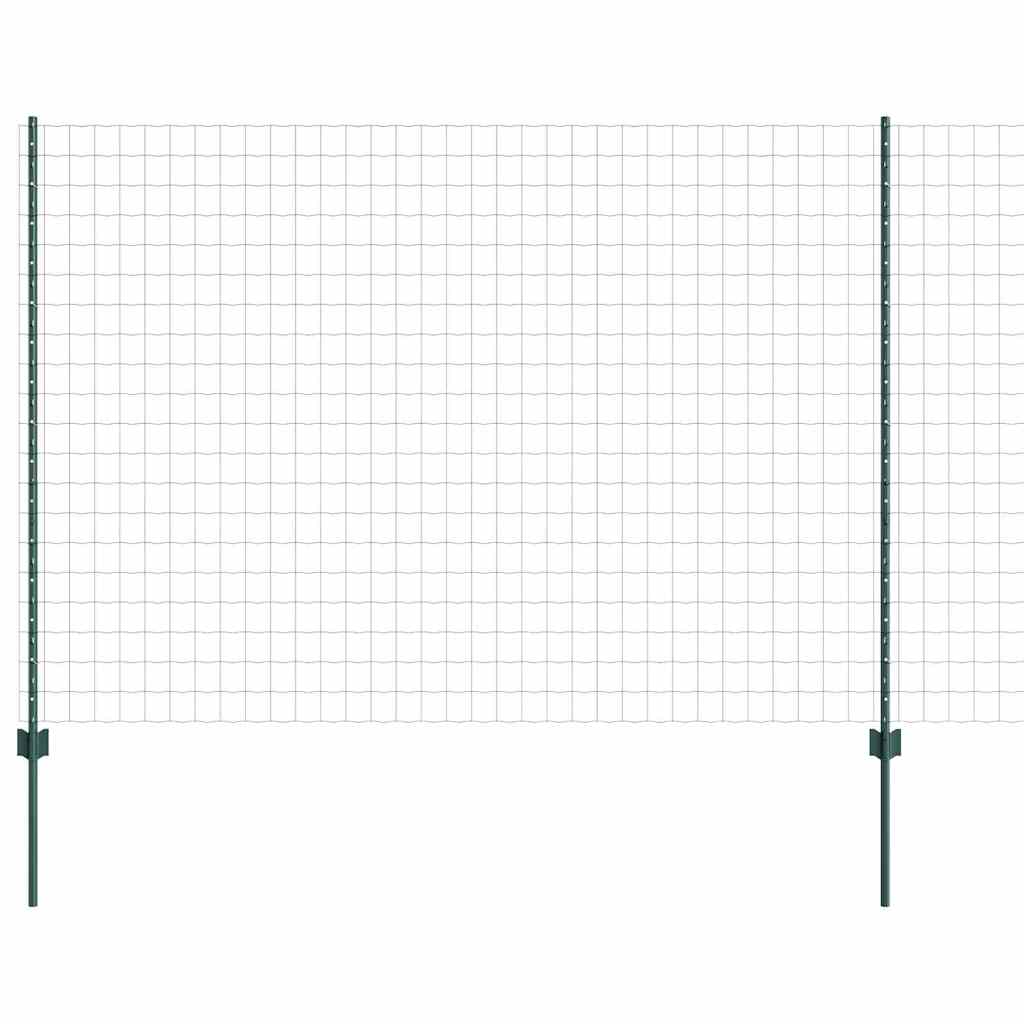 Fence with Posts Green 1.6 x 10 m Steel