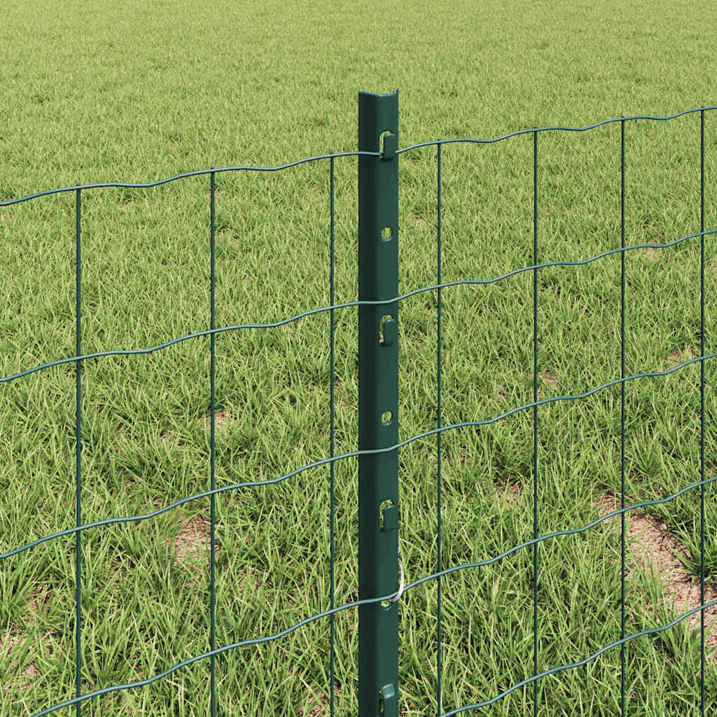 Fence with Posts Green 0.4 x 25 m Steel