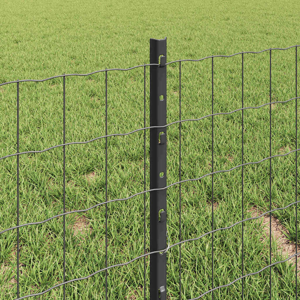 Fence with Posts Grey 0.4 x 10 m Steel