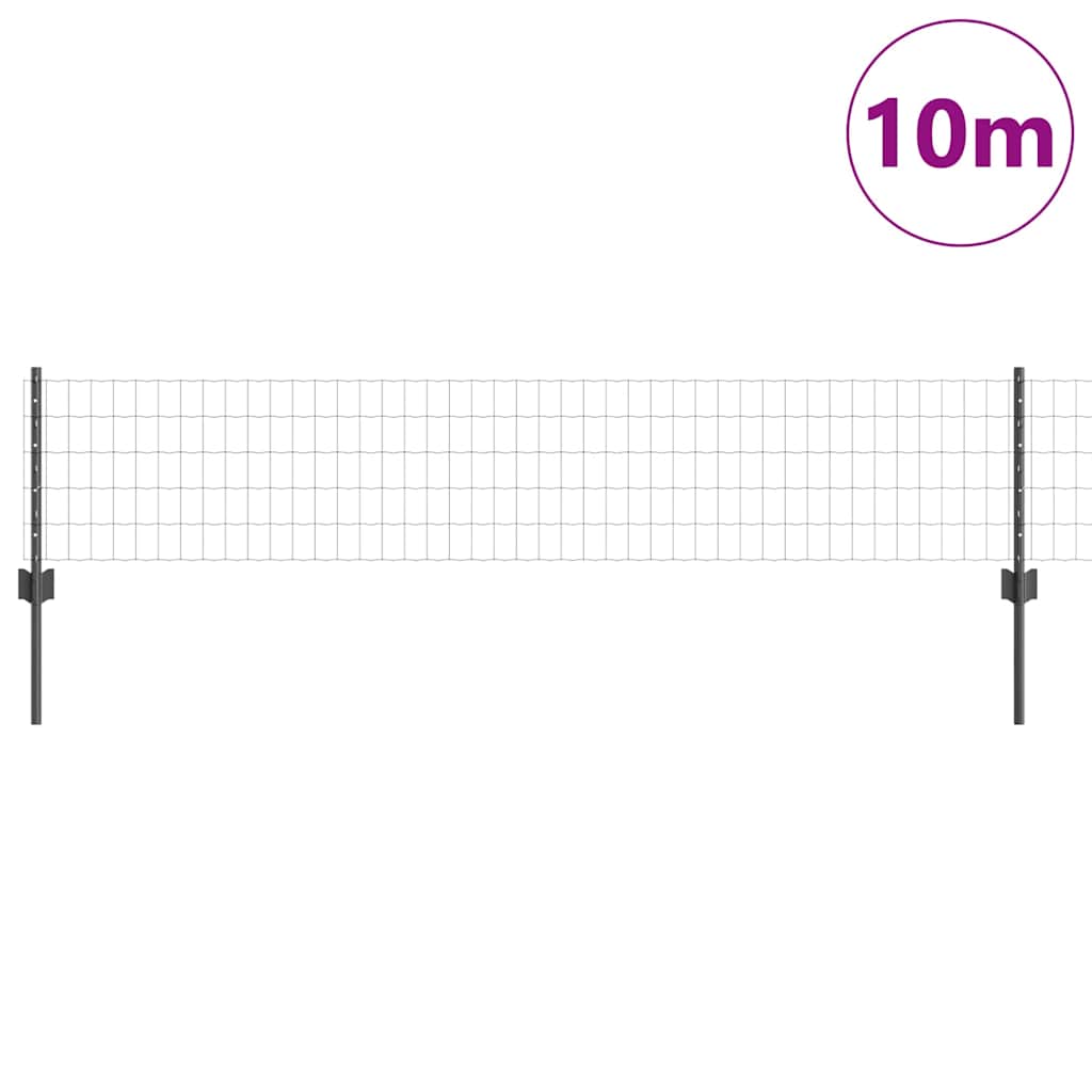 Fence with Posts Grey 0.4 x 10 m Steel