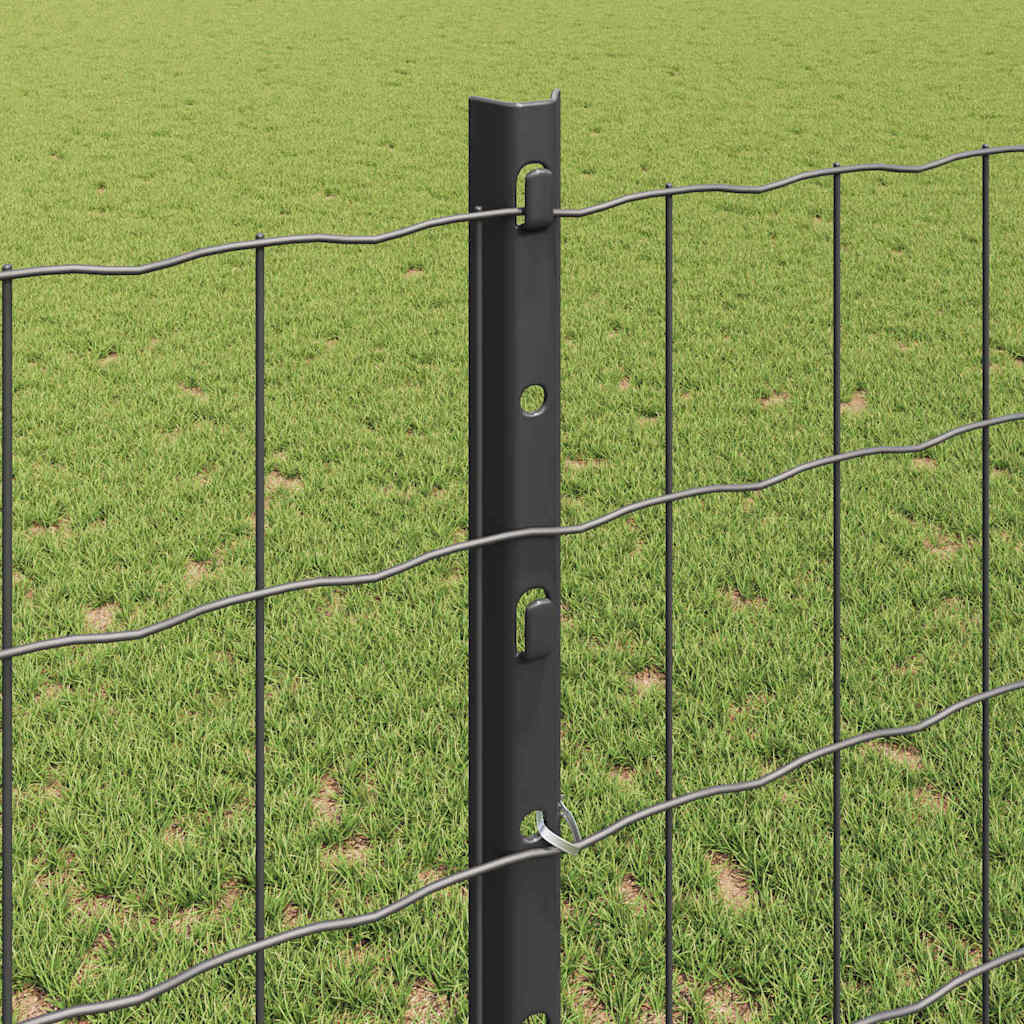 Fence with Posts Grey 1.2 x 10 m Steel