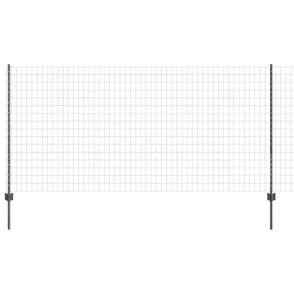 Fence with Posts Grey 1.2 x 10 m Steel