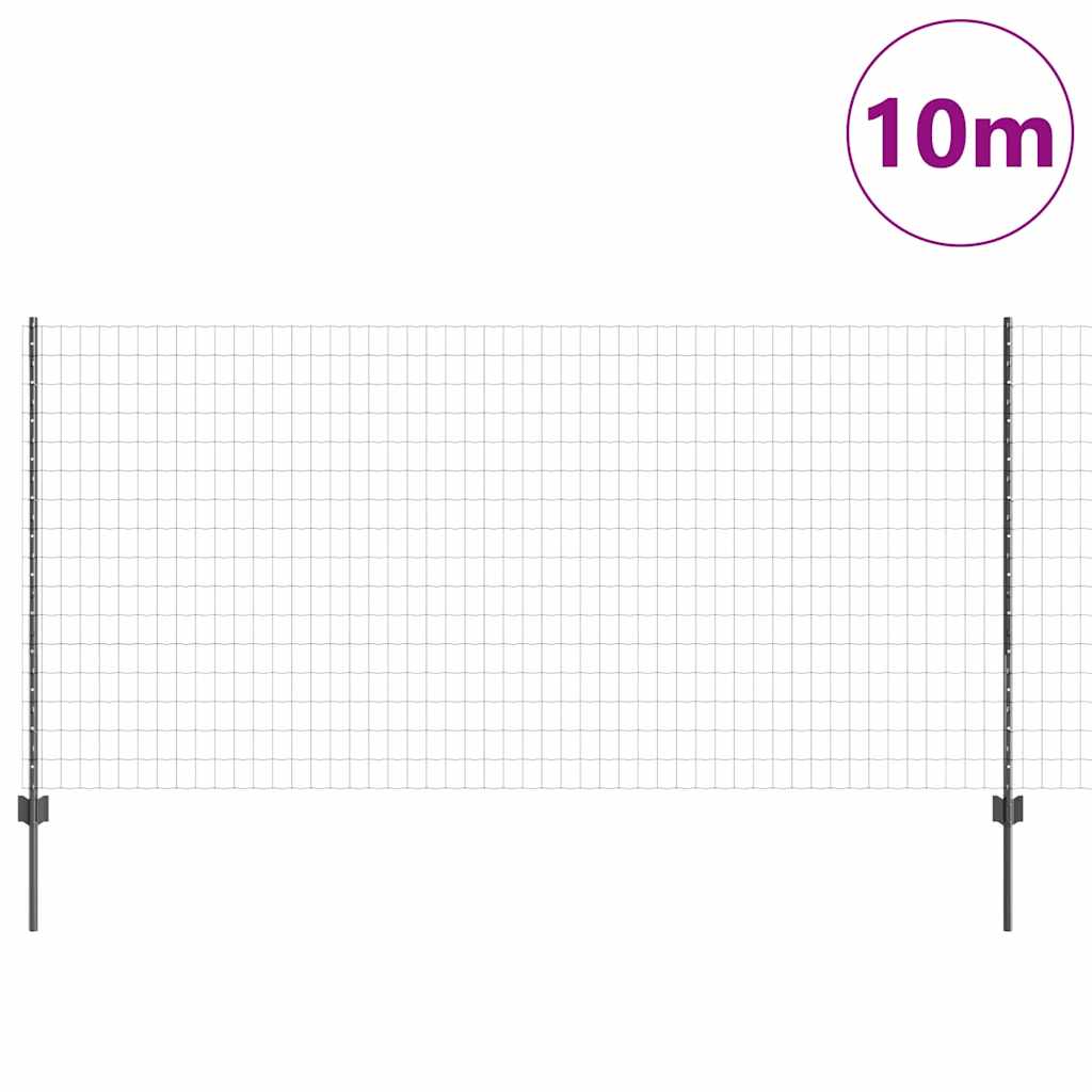 Fence with Posts Grey 1.2 x 10 m Steel