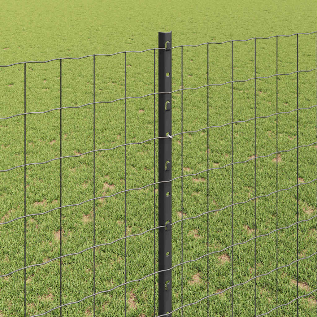 Fence with Posts Grey 1.4 x 10 m Steel