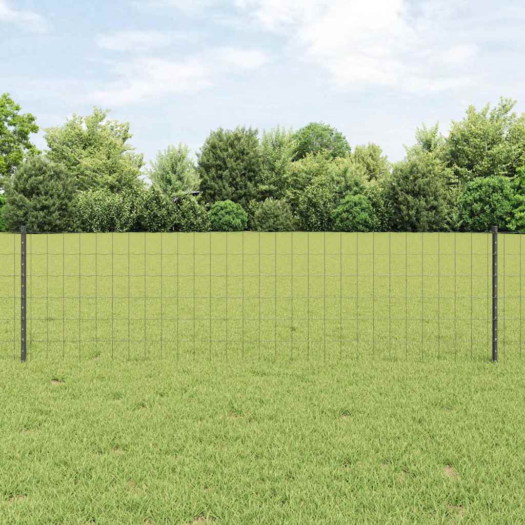 Fence with Posts Grey 0.6 x 10 m Steel