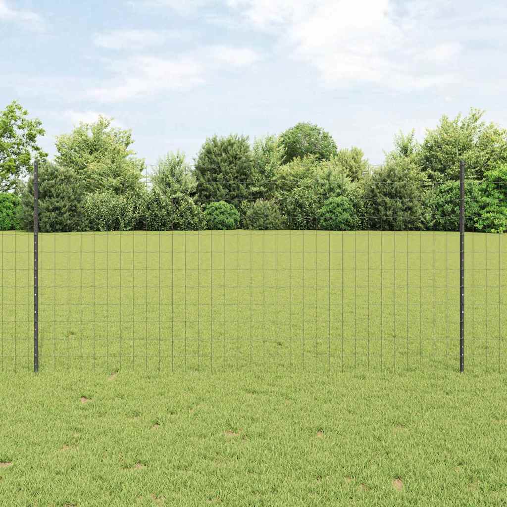 Fence with Posts Grey 1.2 x 10 m Steel