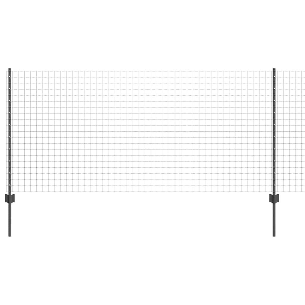 Fence with Posts Grey 1 x 25 m Steel