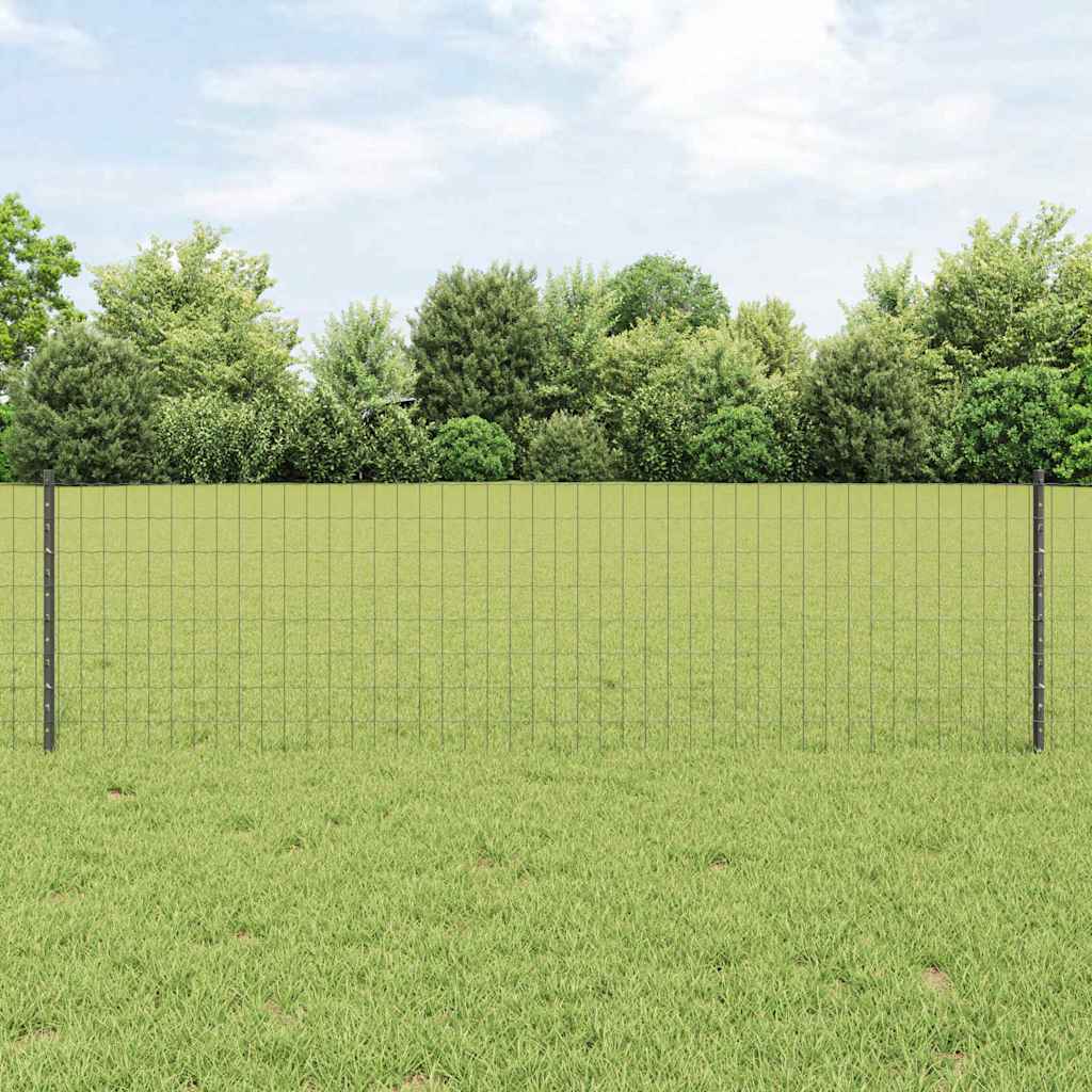 Fence with Posts Grey 0.6 x 25 m Steel