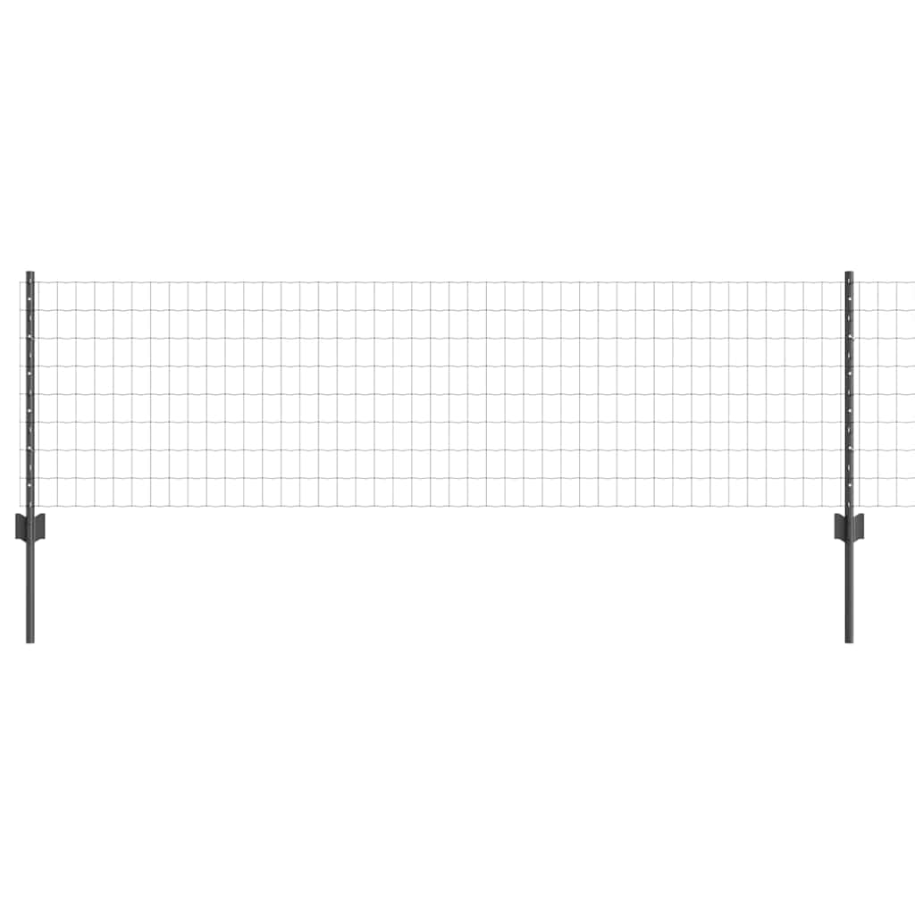 Fence with Posts Grey 0.6 x 25 m Steel