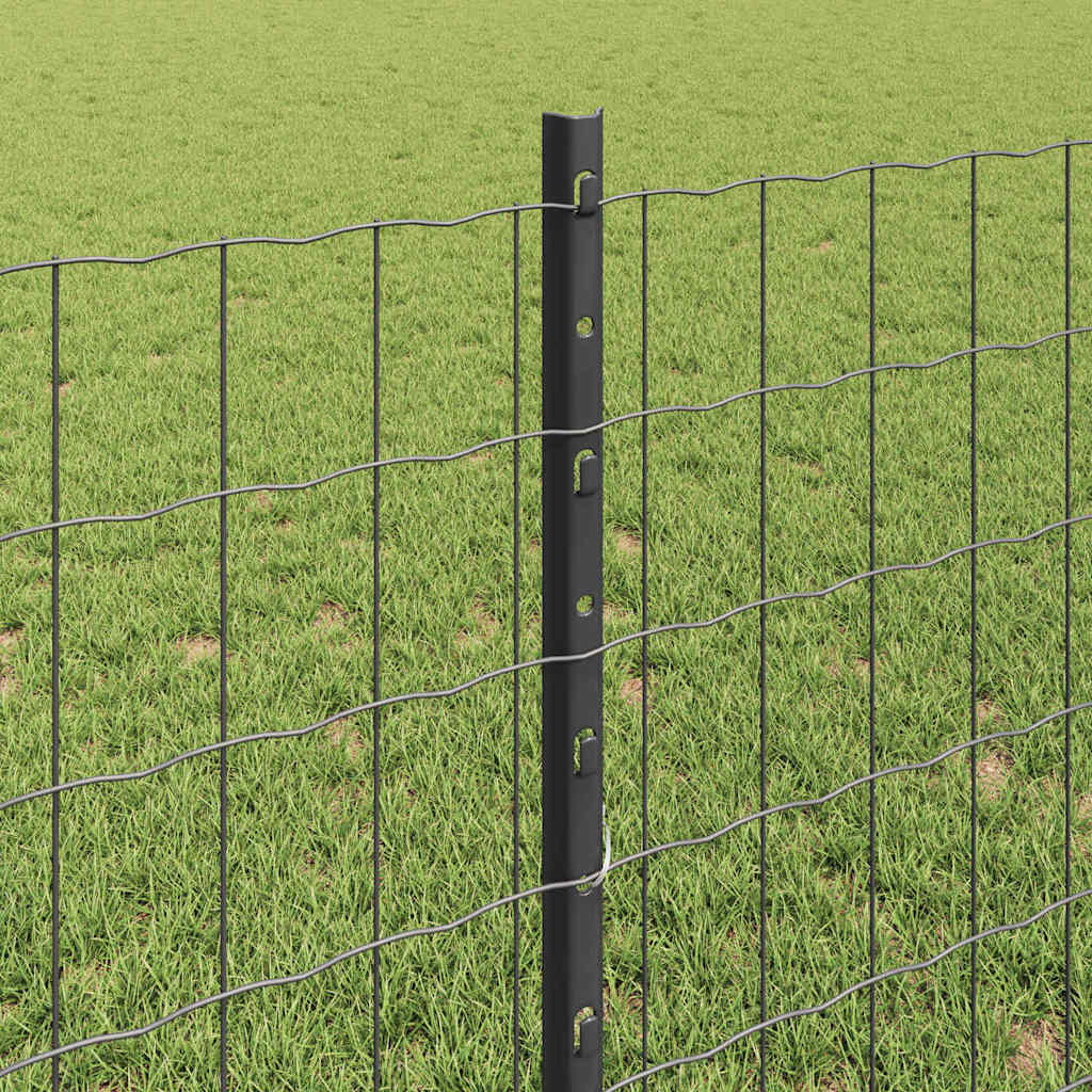 Fence with Posts Grey 0.8 x 25 m Steel