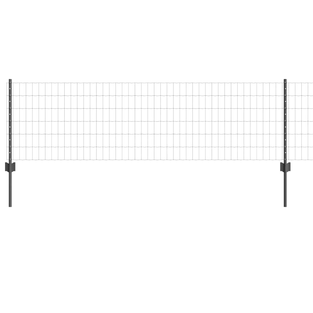 Fence with Posts Grey 0.6 x 25 m Steel