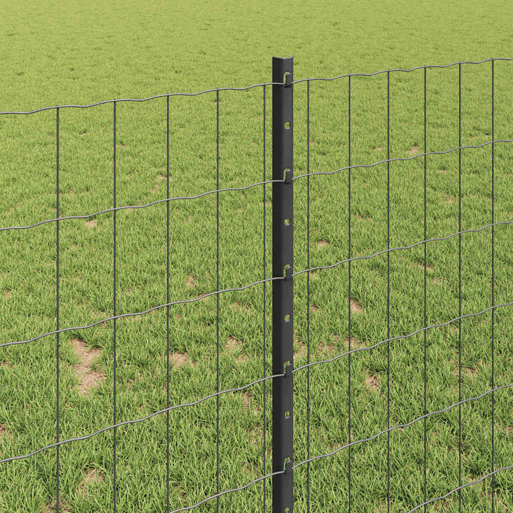 Fence with Posts Grey 1 x 25 m Steel