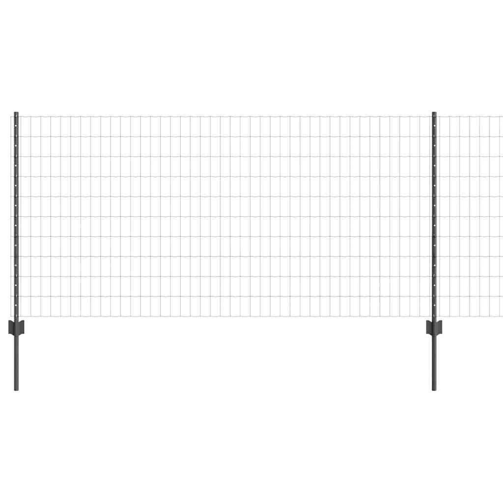 Fence with Posts Grey 1 x 25 m Steel