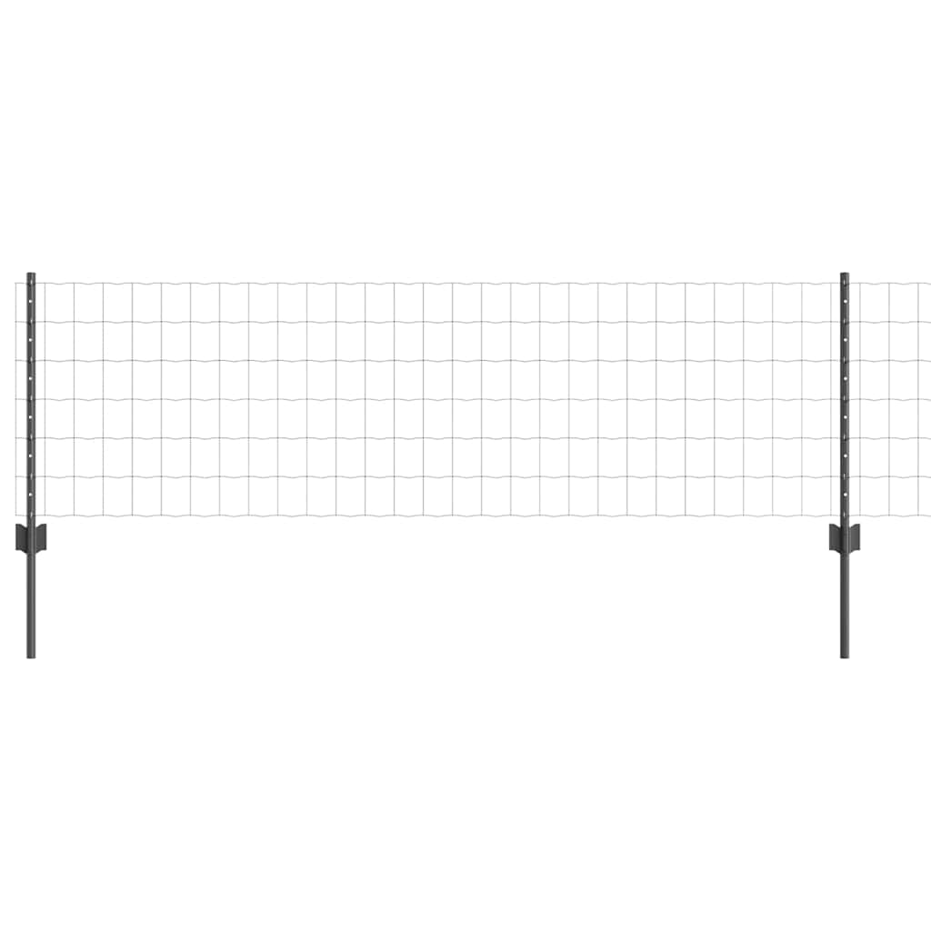 Fence with Posts Grey 0.6 x 25 m Steel