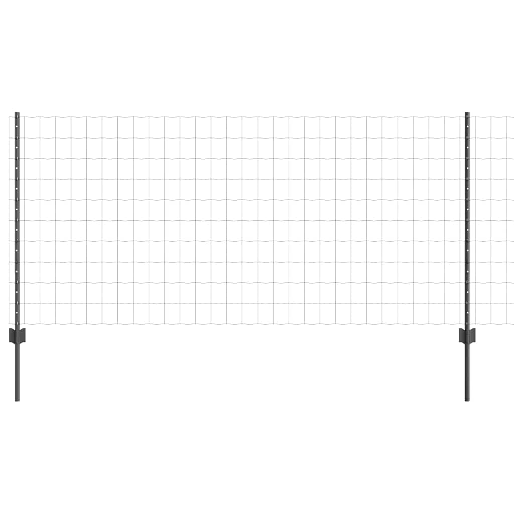 Fence with Posts Grey 1 x 25 m Steel