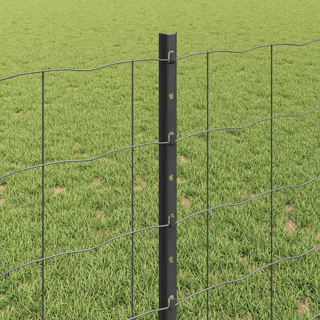 Fence with Posts Grey 0.8 x 25 m Steel