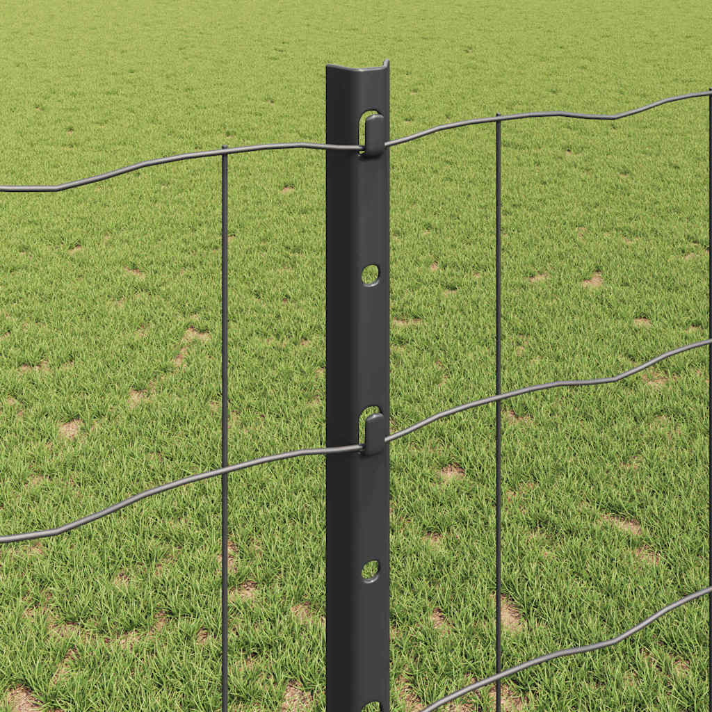Fence with Posts Grey 1.2 x 25 m Steel