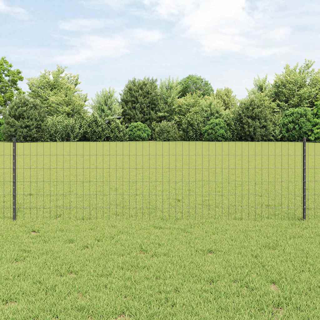 Fence with Posts Grey 0.6 x 50 m Steel